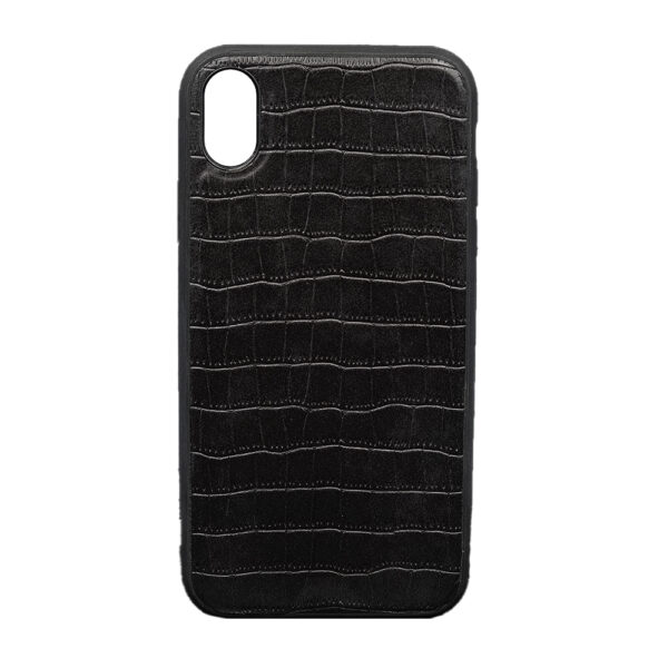 Husa compatibila cu Apple iPhone XR, Croco Faux Leather, Model piele, Acoperire completa, Margini ridicate, Negru