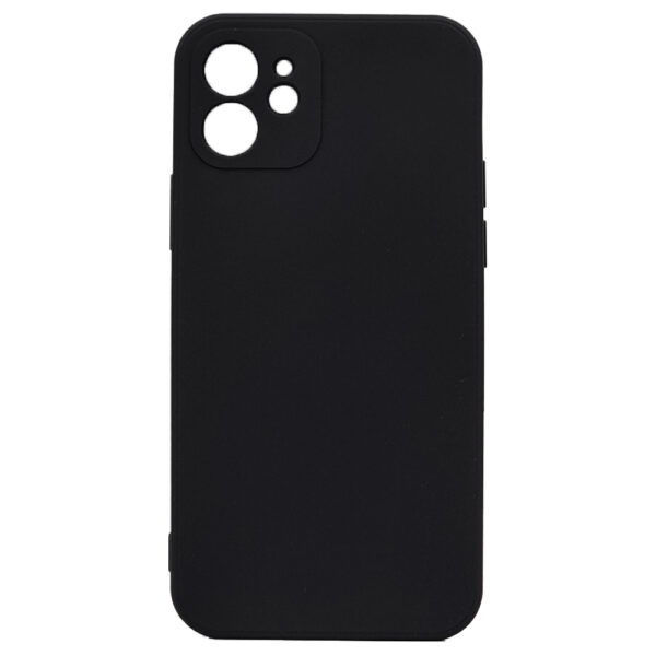 Husa compatibila cu Apple iPhone 12, Interior de catifea, Premium Velvet Silicone, Acoperire mata, Margini ridicate, Design slim, Protectie camere, Negru