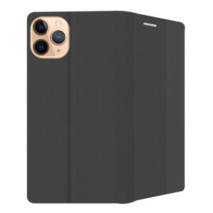 Husa compatibila cu Apple iPhone 11 Pro Max, COMANDO Flip Magnet, Piele ecologica, Tip carte portofel, Protectie completa, Aderenta sigura, Negru