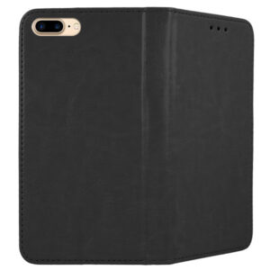 Husa compatibila cu Apple iPhone 7 Plus, COMANDO Flip Magnet, Piele ecologica, Tip carte portofel, Protectie completa, Aderenta sigura, Negru