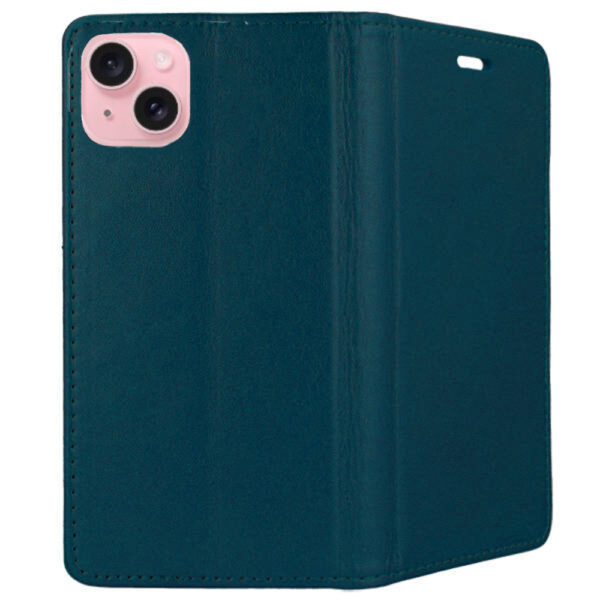 Husa compatibila cu Apple iPhone 15, COMANDO Flip Magnet, Piele ecologica, Tip carte portofel, Protectie completa, Aderenta sigura, Verde