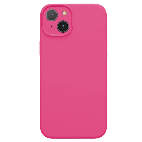 Husa protectie, interior de catifea, compatibila cu Apple iPhone 15, FONIX BloomShield, silicon, margini ridicate, slim, Roz neon