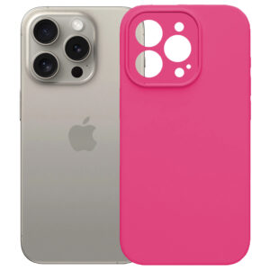 Husa protectie, interior de catifea, compatibila cu Apple iPhone 15 Pro, FONIX BloomShield, silicon, margini ridicate, slim, Roz neon