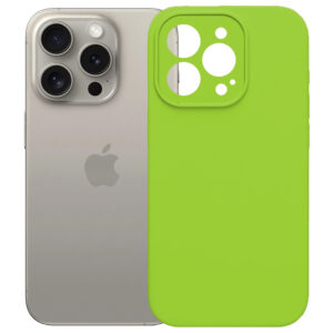 Husa protectie, interior de catifea, compatibila cu Apple iPhone 15 Pro, FONIX BloomShield, silicon, margini ridicate, slim, Verde neon