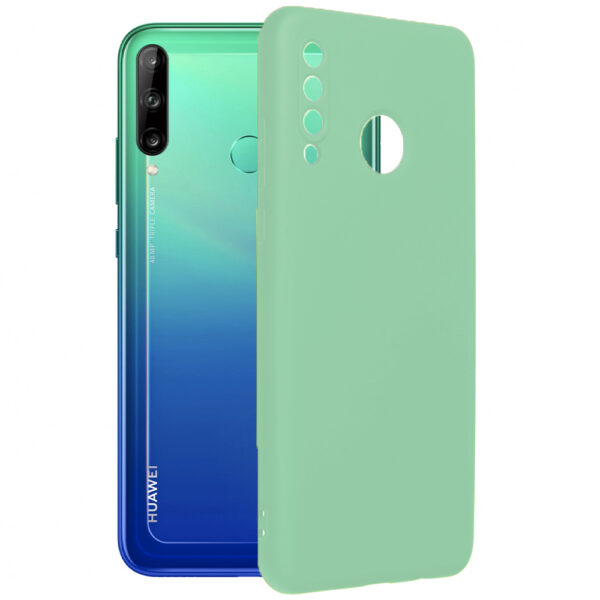 Husa protectie, interior de catifea, compatibila cu Huawei P40 Lite E, FONIX BloomShield, silicon, margini ridicate, slim, Verde deschis