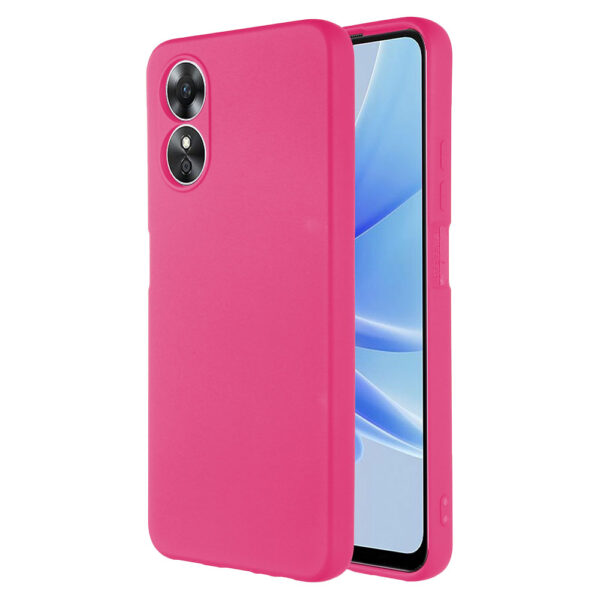 Husa protectie, interior de catifea, compatibila cu Oppo A17, FONIX BloomShield, silicon, margini ridicate, slim, Roz neon