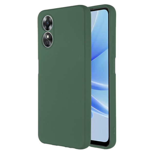 Husa protectie, interior de catifea, compatibila cu Oppo A17, FONIX BloomShield, silicon, margini ridicate, slim, Verde inchis