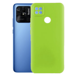 Husa protectie, interior de catifea, compatibila cu Xiaomi Redmi 10C, FONIX BloomShield, silicon, margini ridicate, slim, Verde neon