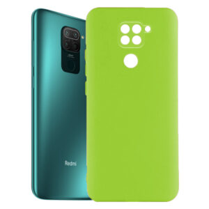 Husa protectie, interior de catifea, compatibila cu Xiaomi Redmi Note 9, FONIX BloomShield, silicon, margini ridicate, slim, Verde neon