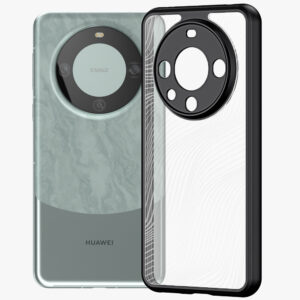 Husa de protectie, compatibila Huawei Mate 60 Pro, FONIX Matte DeLuxe, Suprafata mata, Spate transparent cu accente sidefate, Margini ridicate, Anti-soc, Negru/Transparent