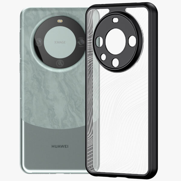 Husa de protectie, compatibila Huawei Mate 60, FONIX Matte DeLuxe, Suprafata mata, Spate transparent cu accente sidefate, Margini ridicate, Anti-soc, Negru/Transparent