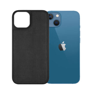 Husa protectie, compatibila Apple iPhone 13, PU Leather Shield, Piele ecologica, Anti-alunecare, Rezistenta la soc, Margini ridicate, Bumper silicon mat, Interior microfibra, Negru