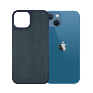 Husa protectie, compatibila Apple iPhone 13, PU Leather Shield, Piele ecologica, Anti-alunecare, Rezistenta la soc, Margini ridicate, Bumper silicon mat, Interior microfibra, Albastru