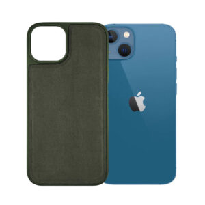 Husa protectie, compatibila Apple iPhone 13, PU Leather Shield, Piele ecologica, Anti-alunecare, Rezistenta la soc, Margini ridicate, Bumper silicon mat, Interior microfibra, Verde