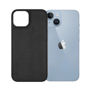 Husa protectie, compatibila Apple iPhone 14, PU Leather Shield, Piele ecologica, Anti-alunecare, Rezistenta la soc, Margini ridicate, Bumper silicon mat, Interior microfibra, Negru