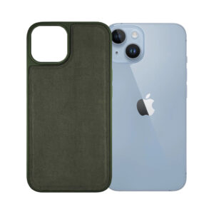 Husa protectie, compatibila Apple iPhone 14, PU Leather Shield, Piele ecologica, Anti-alunecare, Rezistenta la soc, Margini ridicate, Bumper silicon mat, Interior microfibra, Verde