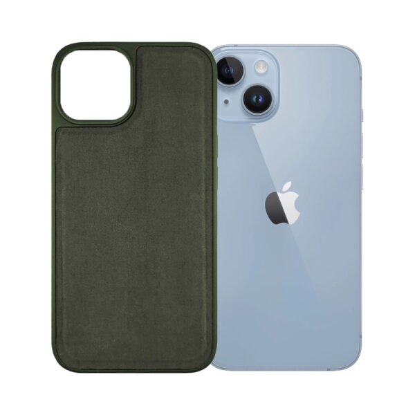 Husa protectie, compatibila Apple iPhone 14, PU Leather Shield, Piele ecologica, Anti-alunecare, Rezistenta la soc, Margini ridicate, Bumper silicon mat, Interior microfibra, Verde