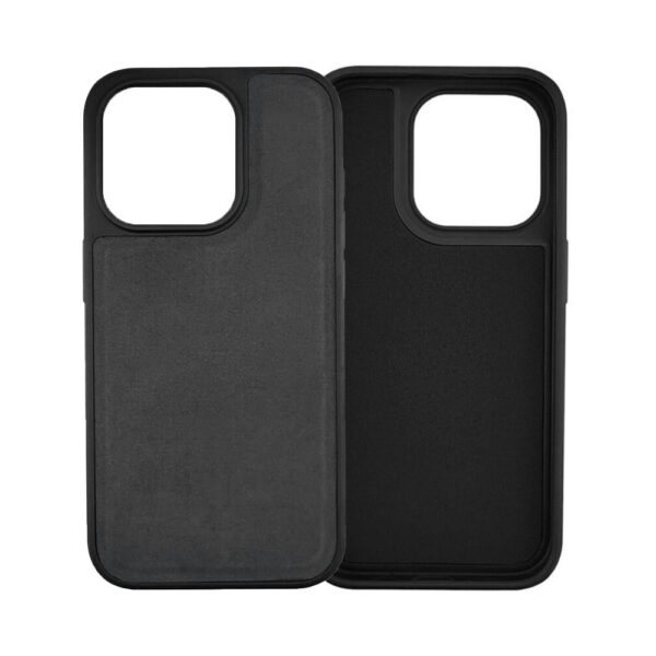 Husa protectie, compatibila Apple iPhone 14 Pro, PU Leather Shield, Piele ecologica, Anti-alunecare, Rezistenta la soc, Margini ridicate, Bumper silicon mat, Interior microfibra, Negru