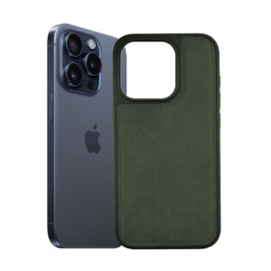 Husa protectie, compatibila Apple iPhone 15 Pro, PU Leather Shield, Piele ecologica, Anti-alunecare, Rezistenta la soc, Margini ridicate, Bumper silicon mat, Interior microfibra, Verde