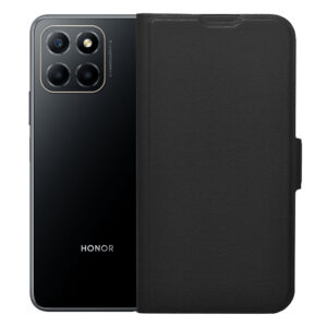 Husa carte, compatibila Honor X6, Piele ecologica, Leather Flip Defense, Protectie fata-spate, Magnet lateral incorporat, Acoperire 360 de grade, Decupaj difuzor apeluri, Functie stand, Negru