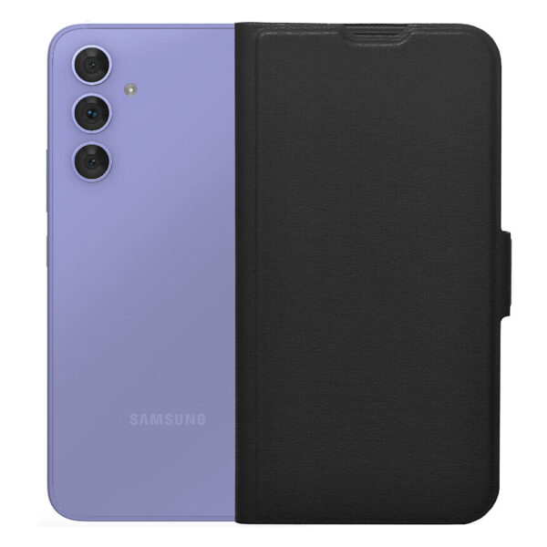 Husa carte, compatibila Samsung Galaxy A54 5G, Piele ecologica, Leather Flip Defense, Protectie fata-spate, Magnet lateral incorporat, Acoperire 360 de grade, Decupaj difuzor apeluri, Functie stand, Negru