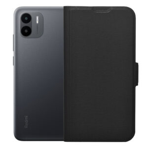 Husa carte, compatibila Xiaomi Redmi A1, Piele ecologica, Leather Flip Defense, Protectie fata-spate, Magnet lateral incorporat, Acoperire 360 de grade, Decupaj difuzor apeluri, Functie stand, Negru