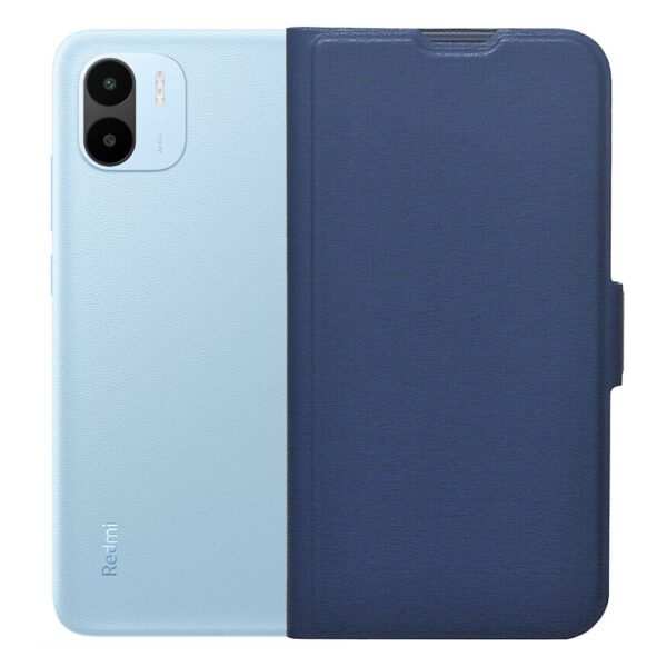 Husa carte, compatibila Xiaomi Redmi A2, Piele ecologica, Leather Flip Defense, Protectie fata-spate, Magnet lateral incorporat, Acoperire 360 de grade, Decupaj difuzor apeluri, Functie stand, Albastru