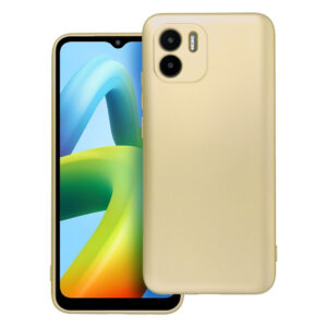 Husa protectie, interior de catifea, compatibila cu Xiaomi Redmi A1, FONIX MetalShield, silicon, margini ridicate, suprafata metalizata, slim, Auriu