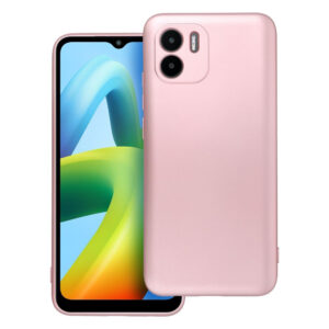 Husa protectie, interior de catifea, compatibila cu Xiaomi Redmi A1, FONIX MetalShield, silicon, margini ridicate, suprafata metalizata, slim, Roz