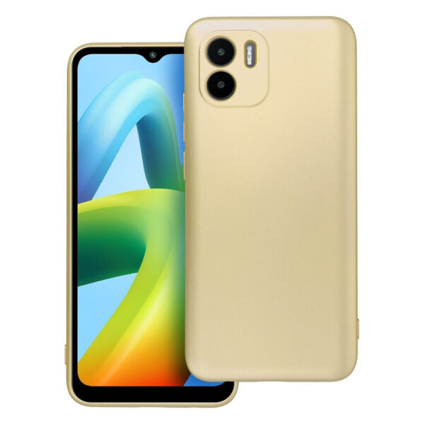 Husa protectie, interior de catifea, compatibila cu Xiaomi Redmi A2, FONIX MetalShield, silicon, margini ridicate, suprafata metalizata, slim, Auriu