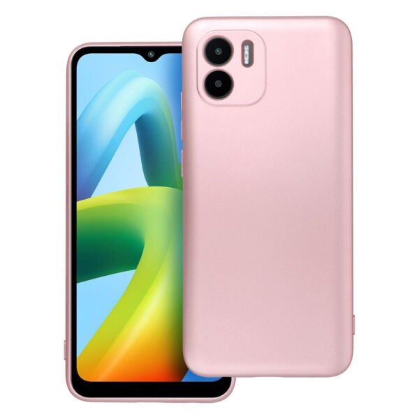 Husa protectie, interior de catifea, compatibila cu Xiaomi Redmi A2, FONIX MetalShield, silicon, margini ridicate, suprafata metalizata, slim, Roz