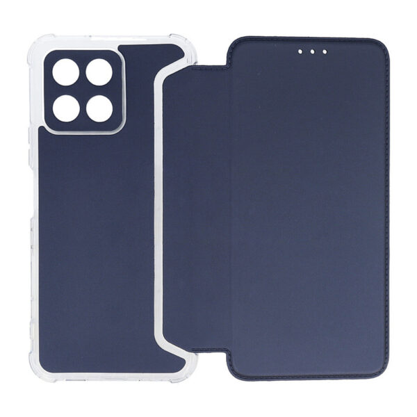 Husa protectie, Compatibila Honor 70 Lite, Hybrid Book Case Plus, Piele ecologica, Buzunar card, Protectie camere, Margini antisoc, Tip Carte, Albastru inchis