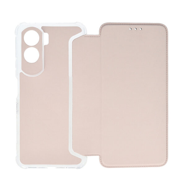 Husa protectie, Compatibila Honor 90 Lite, Hybrid Book Case Plus, Piele ecologica, Buzunar card, Protectie camere, Margini antisoc, Tip Carte, Roz