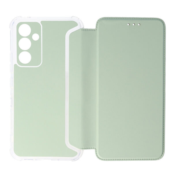 Husa protectie, Compatibila Samsung Galaxy A54 5G, Hybrid Book Case Plus, Piele ecologica, Buzunar card, Protectie camere, Margini antisoc, Tip Carte, Verde deschis