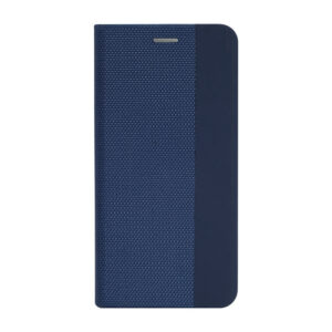 Husa tip carte compatibila cu Oppo A17, Woven Book Case, Suprafata texturata, Anti-alunecare, Protectie fata-spate, Albastru inchis