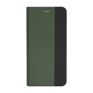 Husa tip carte compatibila cu Oppo A38, Woven Book Case, Suprafata texturata, Anti-alunecare, Protectie fata-spate, Verde inchis