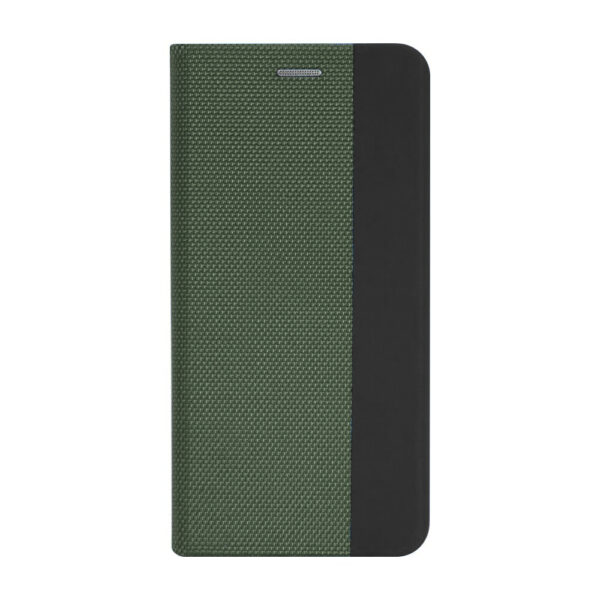 Husa tip carte compatibila cu Oppo A38, Woven Book Case, Suprafata texturata, Anti-alunecare, Protectie fata-spate, Verde inchis