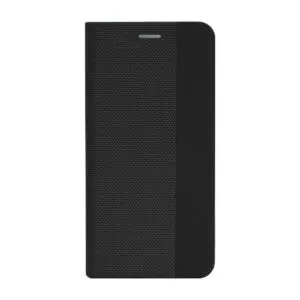 Husa tip carte compatibila cu Oppo A58 4G, Woven Book Case, Suprafata texturata, Anti-alunecare, Protectie fata-spate, Negru