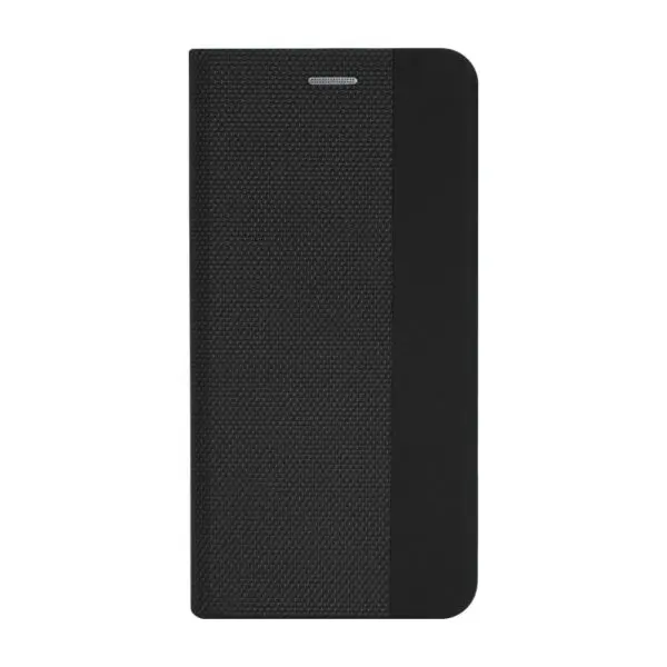 Husa tip carte compatibila cu Oppo A58 4G, Woven Book Case, Suprafata texturata, Anti-alunecare, Protectie fata-spate, Negru