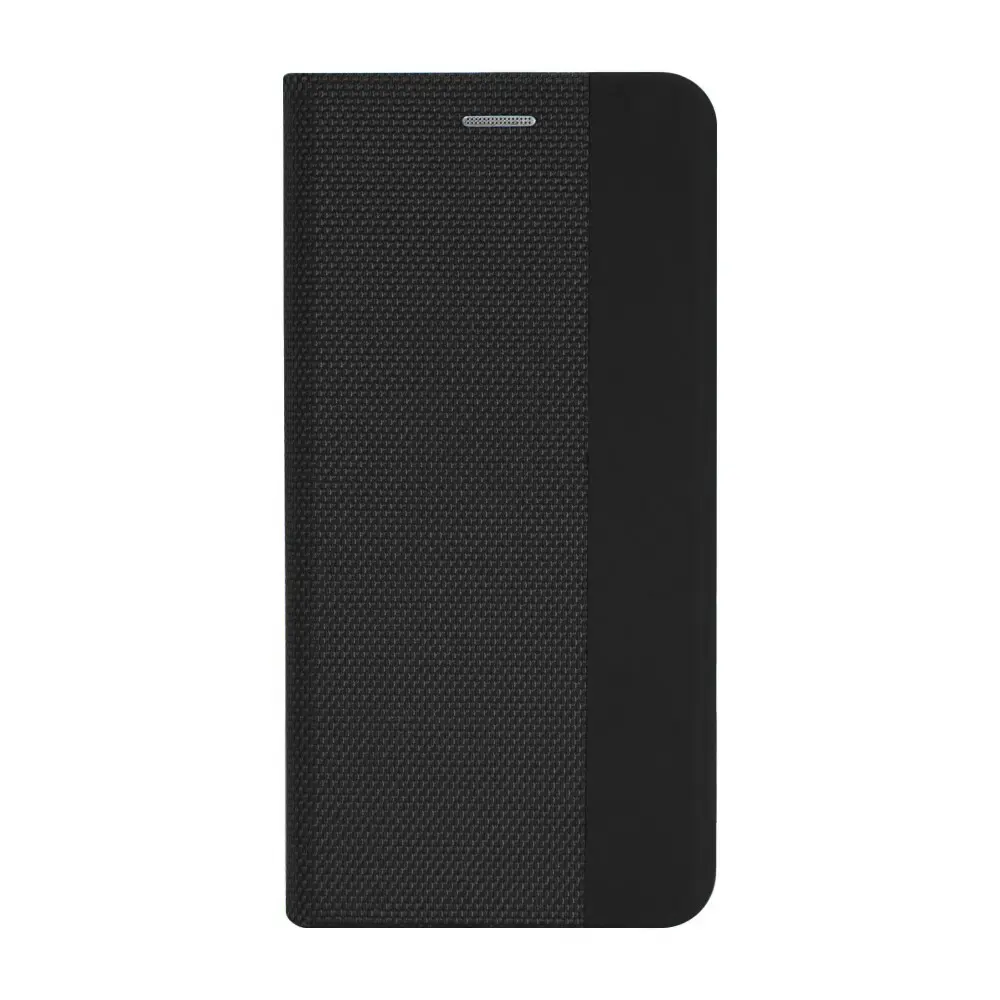 Husa tip carte compatibila cu Oppo A58 4G, Woven Book Case, Suprafata texturata, Anti-alunecare, Protectie fata-spate, Negru