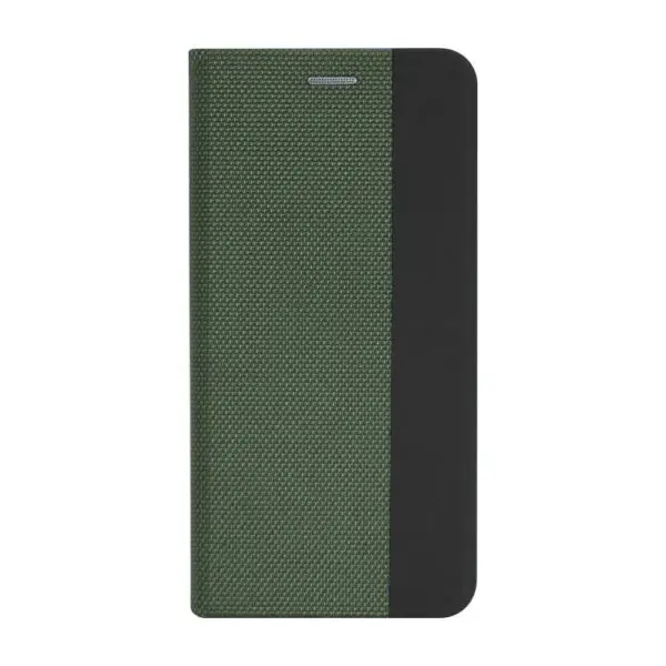 Husa tip carte compatibila cu Oppo A58 4G, Woven Book Case, Suprafata texturata, Anti-alunecare, Protectie fata-spate, Verde inchis