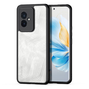 Husa de protectie, compatibila Honor 100, FONIX Matte DeLuxe, Suprafata mata, Spate transparent cu accente sidefate, Margini ridicate, Anti-soc, Negru/Transparent