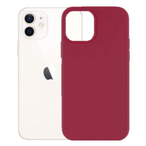 Husa protectie, interior de catifea, compatibila cu Apple iPhone 12 / 12 Pro, FONIX BloomShield, silicon, margini ridicate, slim, Visiniu