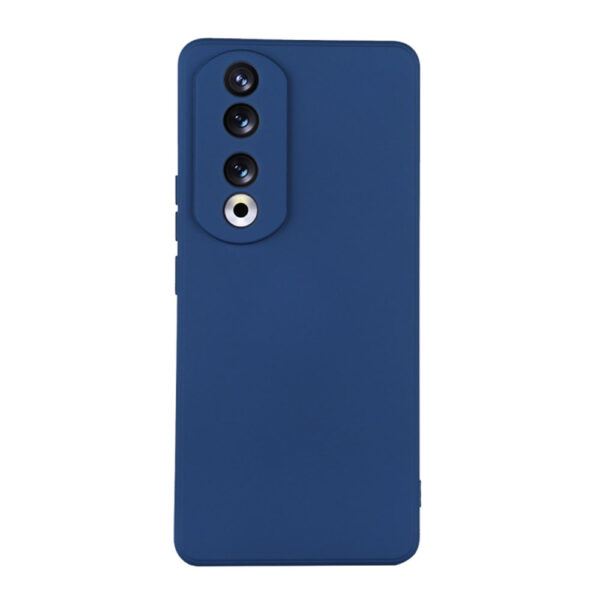 Husa protectie, interior de catifea, compatibila cu Honor 90 5G, FONIX BloomShield, silicon, margini ridicate, slim, Albastru inchis