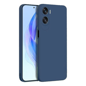 Husa protectie, interior de catifea, compatibila cu Honor 90 Lite 5G, FONIX BloomShield, silicon, margini ridicate, slim, Albastru inchis