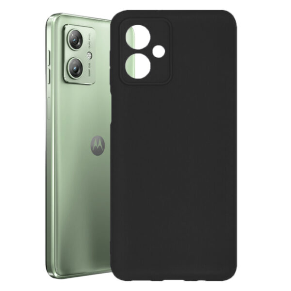 Husa protectie, interior de catifea, compatibila cu Motorola Moto G54, FONIX BloomShield, silicon, margini ridicate, slim, Negru