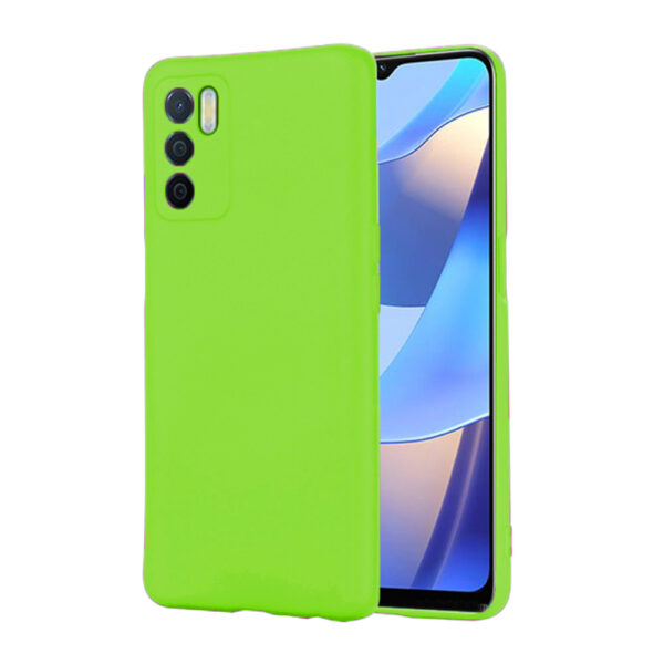 Husa protectie, interior de catifea, compatibila cu Oppo A16 / A16s, FONIX BloomShield, silicon, margini ridicate, slim, Verde neon