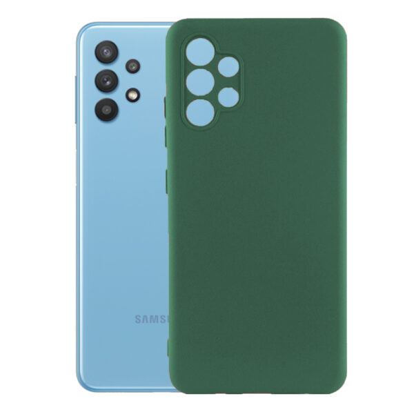 Husa protectie, interior de catifea, compatibila cu Samsung Galaxy A13 4G, FONIX BloomShield, silicon, margini ridicate, slim, Verde inchis