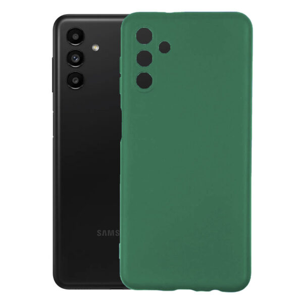 Husa protectie, interior de catifea, compatibila cu Samsung Galaxy A13 5G / A04s, FONIX BloomShield, silicon, margini ridicate, slim, Verde inchis