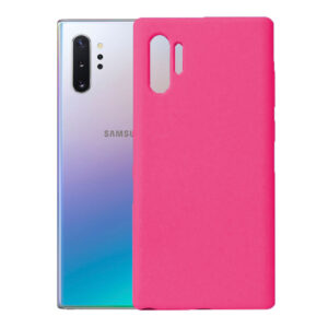 Husa protectie, interior de catifea, compatibila cu Samsung Galaxy Note 10 Plus, FONIX BloomShield, silicon, margini ridicate, slim, Roz neon